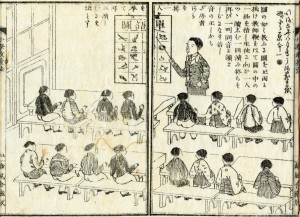 明治7年　『小学授業法』掲載の授業の様子 (1)
